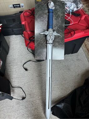 Decorative Blue and Silver Fantasy Sword Wall Accent lion sword new nwt